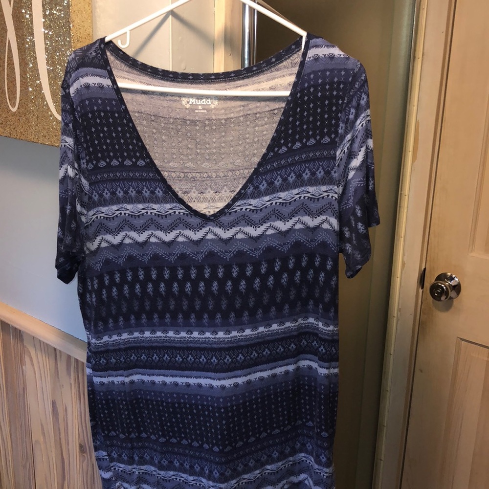 💛 BLUE TRIBAL PRINT T-SHIRT